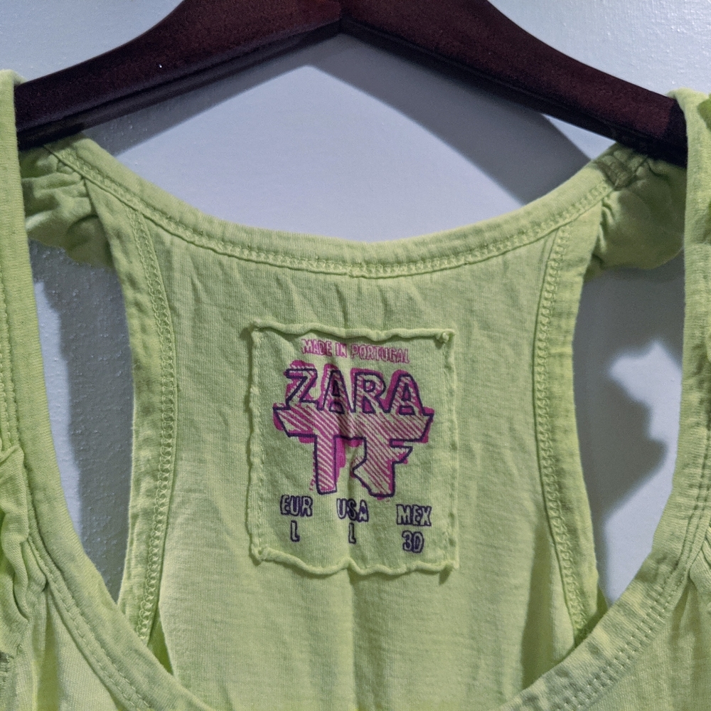 Zara chartreuse neon green tank top size large